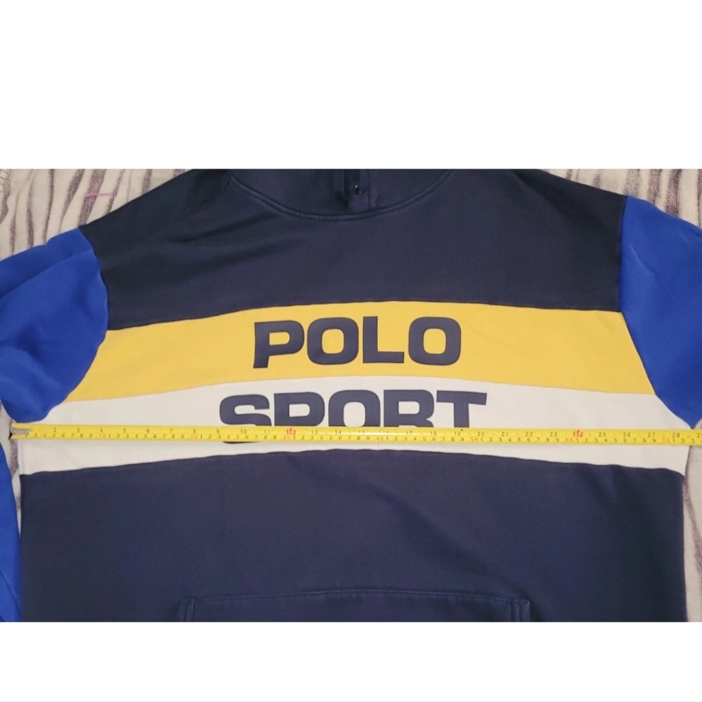 Polo Sport Ralph Lauren Hoodie Y2K Vintage 2XLT Color Block Spellout Retro 90's - Picture 9 of 12